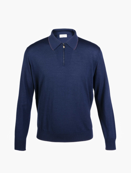 Castello d'OroNavy Blue Polo Long Sleeves image592